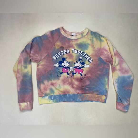 Disney Better Together Mickey Minnie Mouse Sweatshirt Women Large Tie dye - Picture 1 of 6